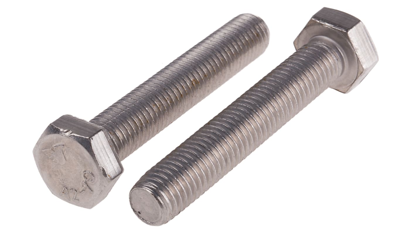 RS PRO Plain Stainless Steel, Hex Bolt, M12 x 70.0mm