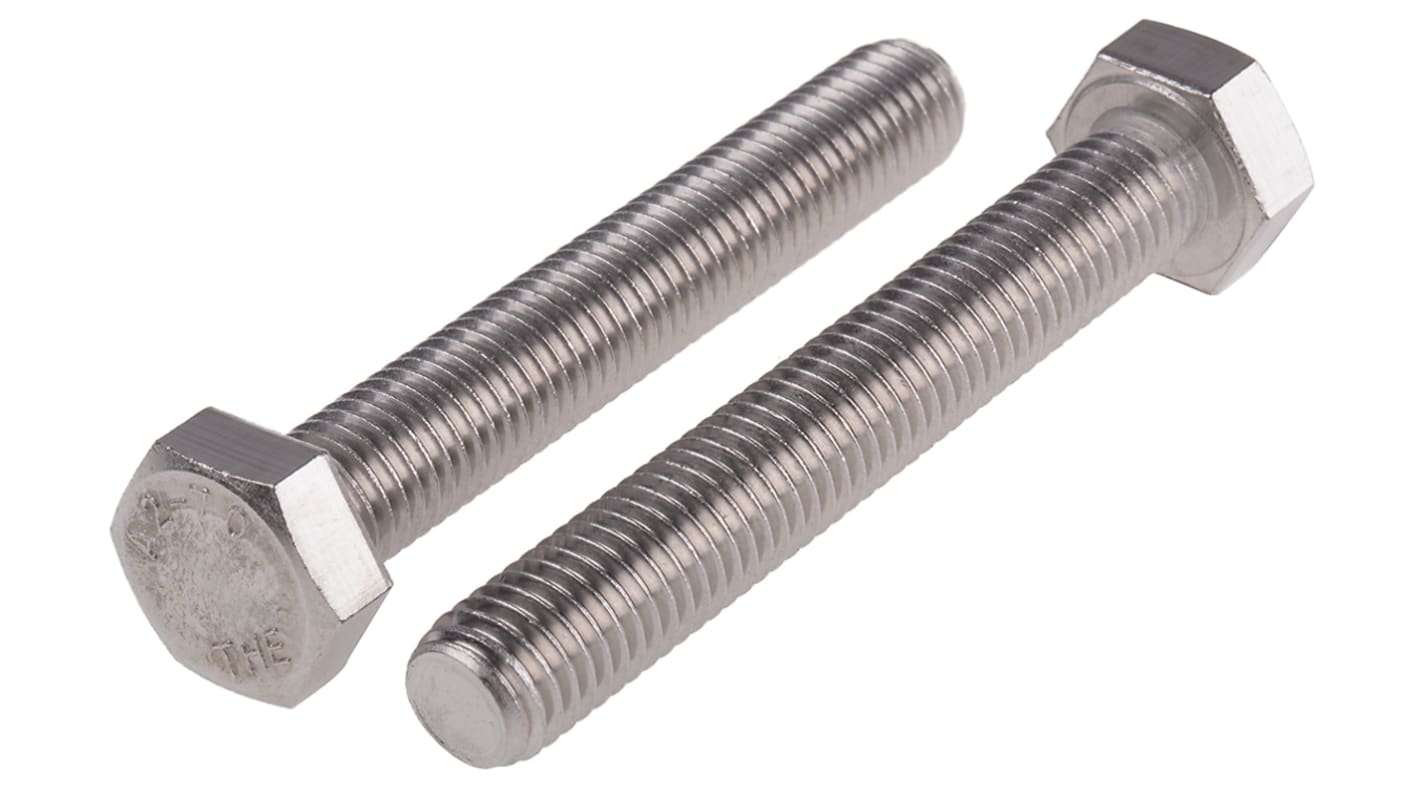 RS PRO Plain Stainless Steel, Hex Bolt, M12 x 80.0mm