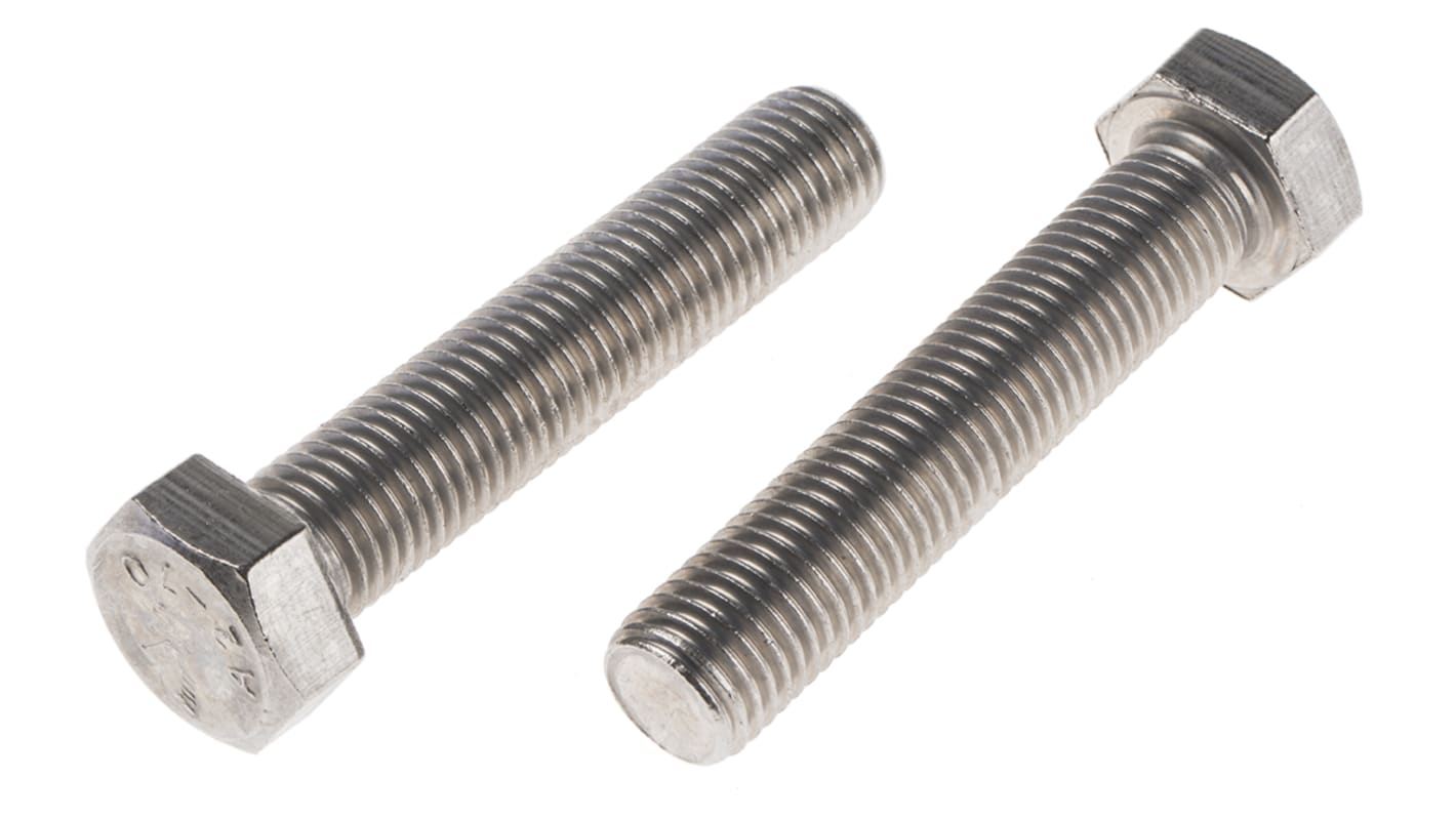 RS PRO Stainless Steel, Hex Bolt, M20 x 100.0mm