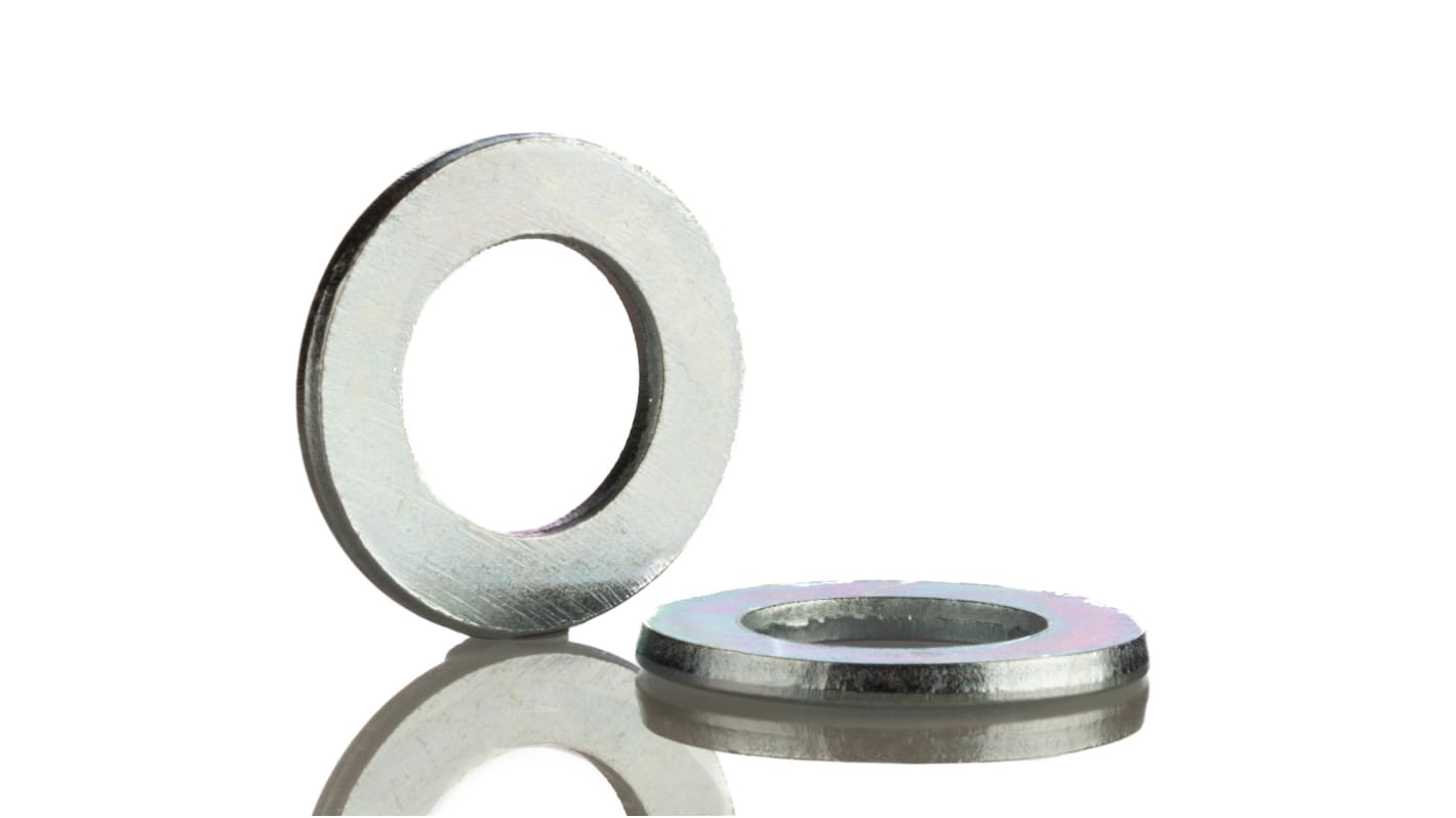 RS PRO Bright Zinc Plated Steel Plain Washers, M16, DIN 125A