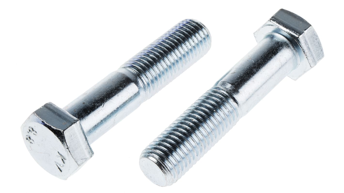 RS PRO Bright Zinc Plated Steel, Hex Bolt, M20 x 90.0mm