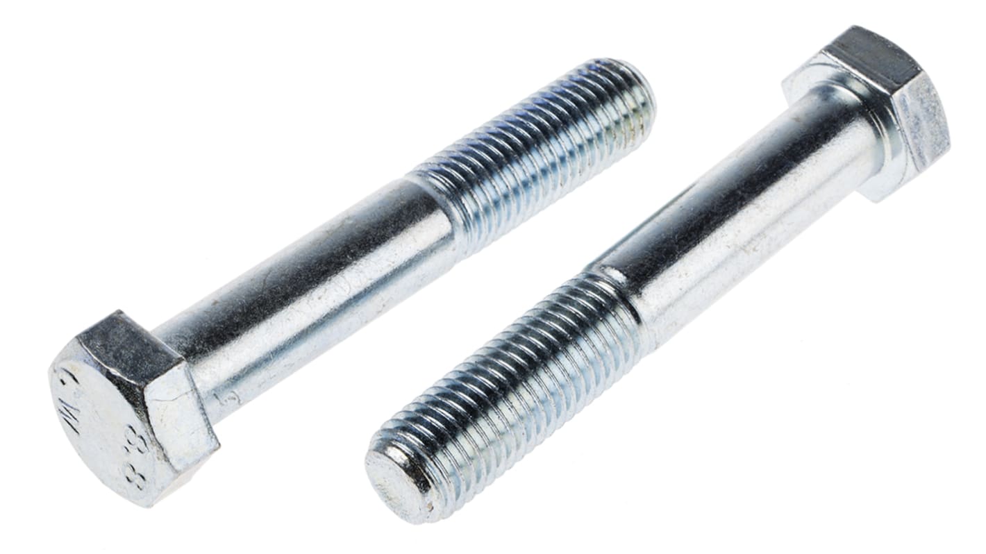 Śruba z łbem sześciokątnym gwint M20 120.0mm skok 2.50mm Stalowe Sześciokątny Powlekane jasnym cynkiem RS PRO