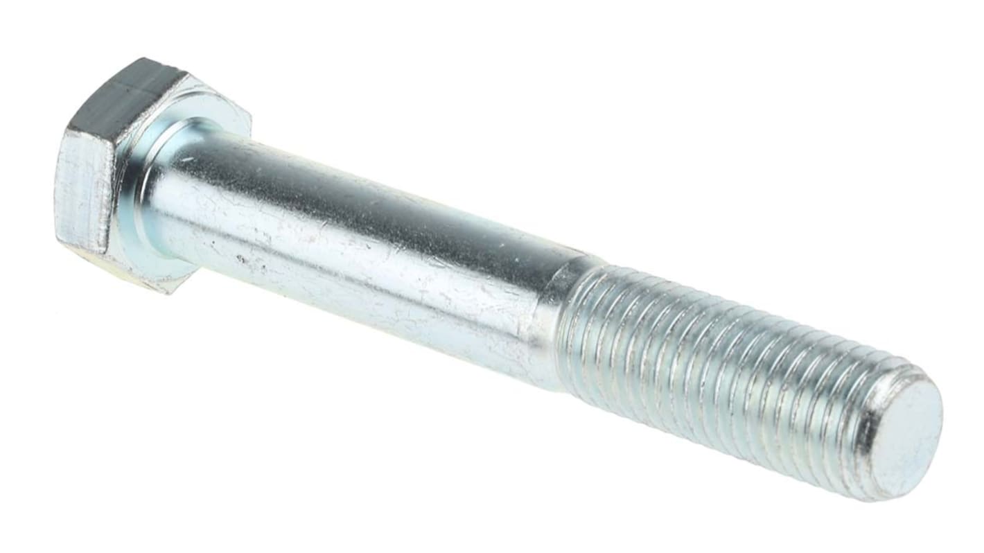 RS PRO Bright Zinc Plated Steel, Hex Bolt, M20 x 130.0mm