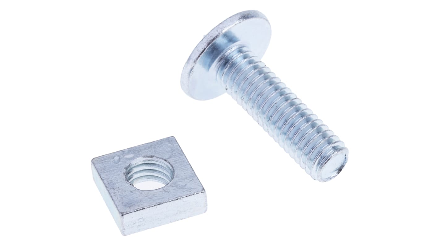 Dado per tetti in Acciaio zincato lucido RS PRO, filettatura M6 x 20mm, guida Phillips