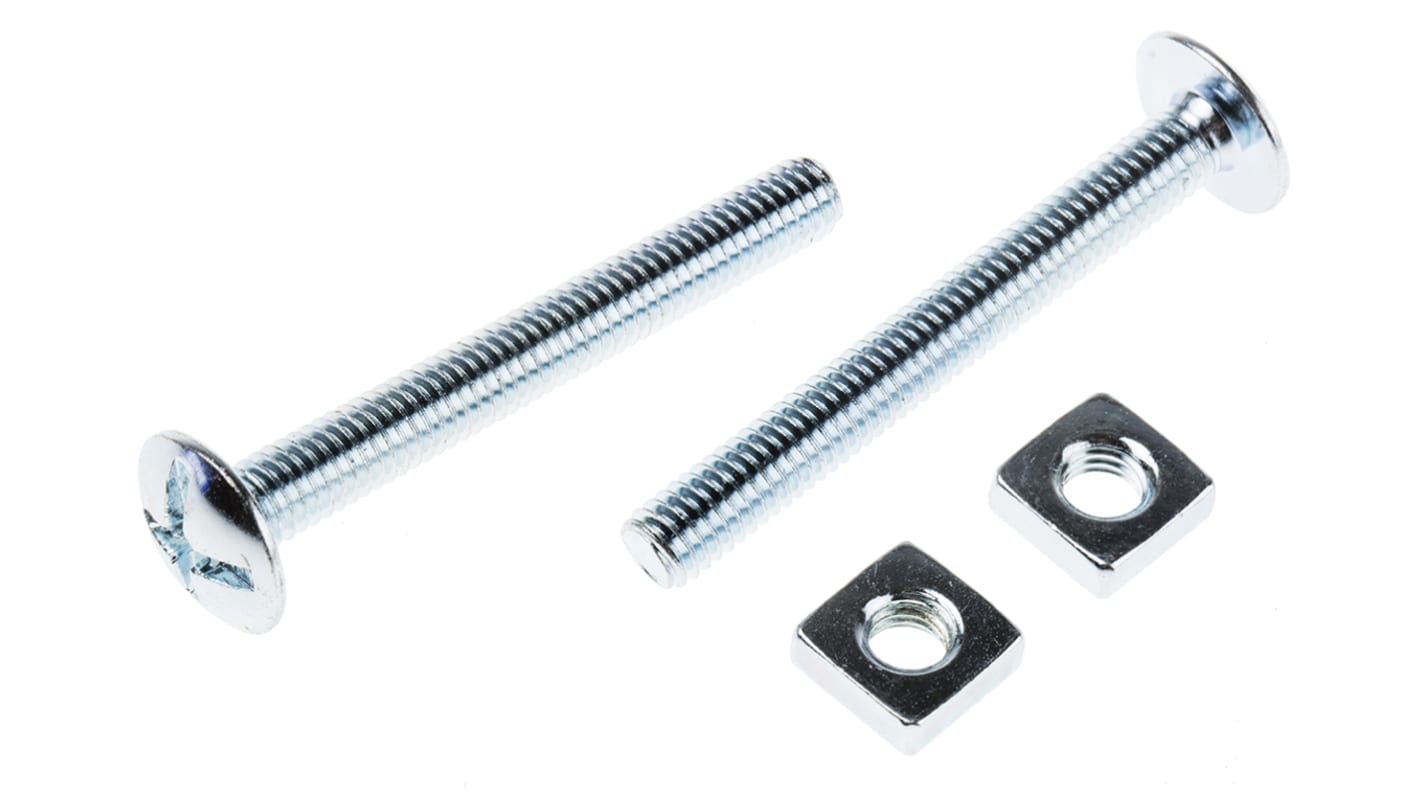 Dado per tetti in Acciaio zincato lucido RS PRO, filettatura M6 x 50mm, guida Phillips