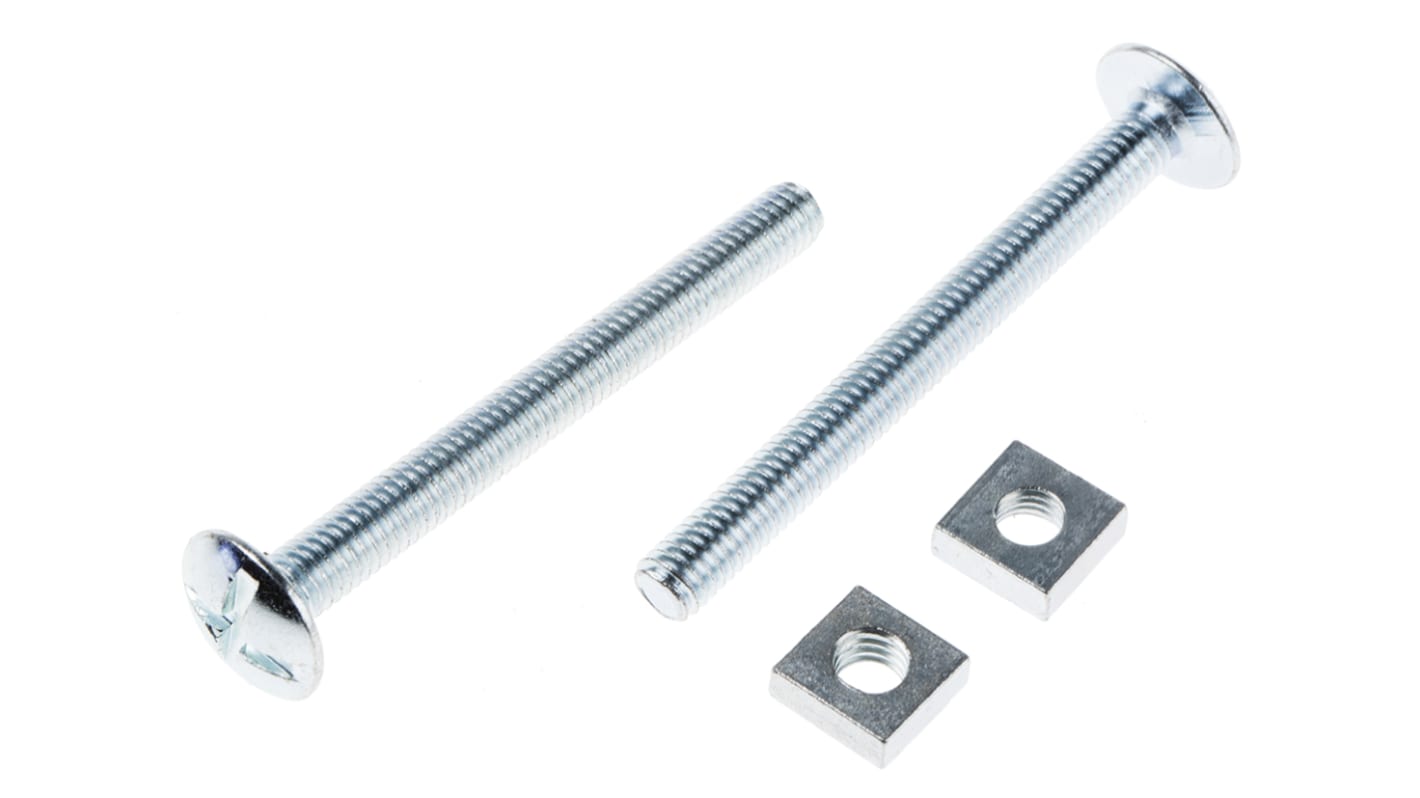 Dado per tetti in Acciaio zincato lucido RS PRO, filettatura M6 x 60mm, guida Phillips