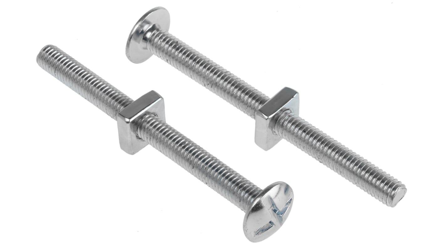 Dado per tetti in Acciaio zincato lucido RS PRO, filettatura M6 x 70mm, guida Phillips