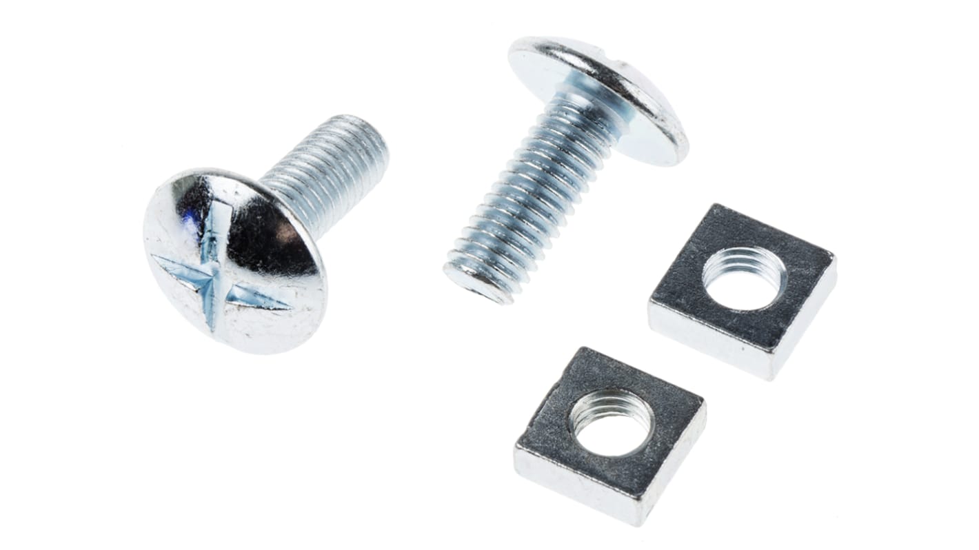 Dado per tetti in Acciaio zincato lucido RS PRO, filettatura M8 x 20mm, guida Phillips