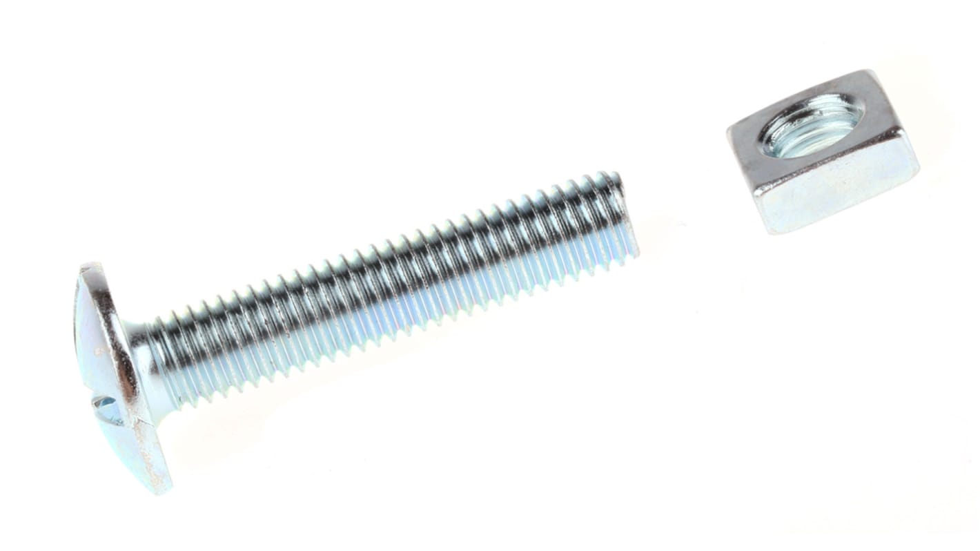 Dado per tetti in Acciaio zincato lucido RS PRO, filettatura M8 x 40mm, guida Phillips