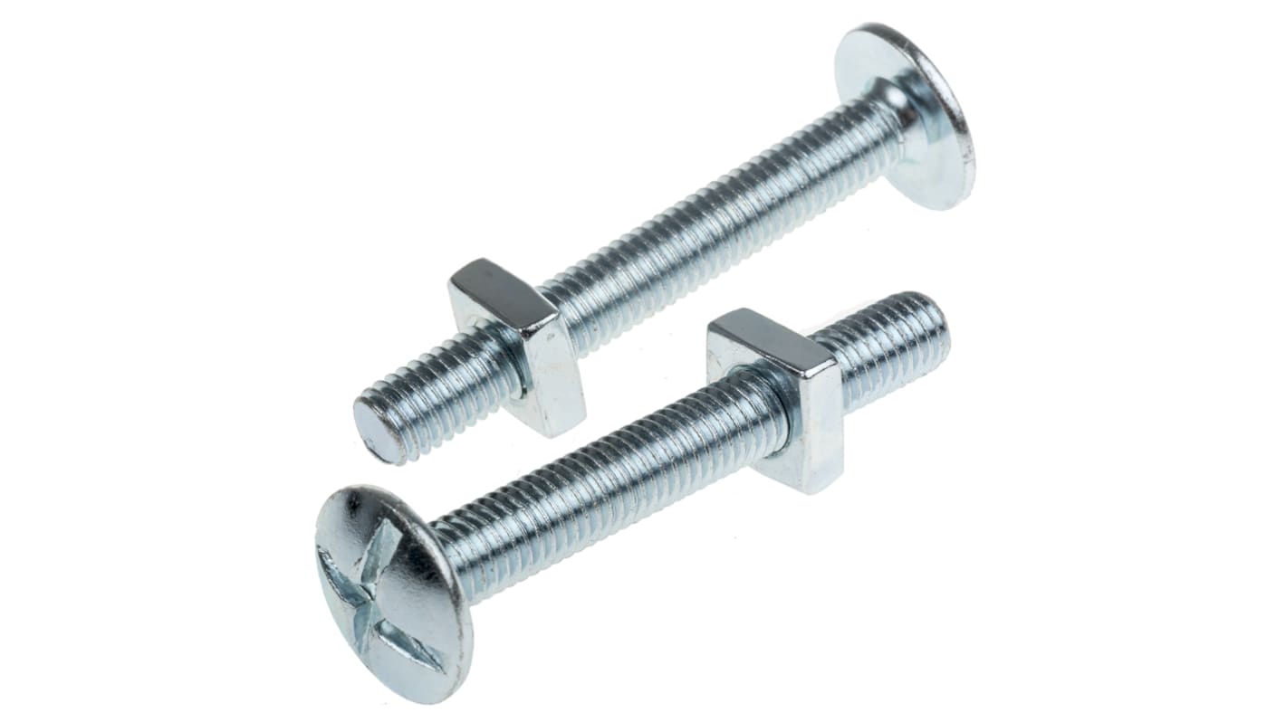 Bright Zinc Plated Steel Roofing Bolt, M8 x 60mm