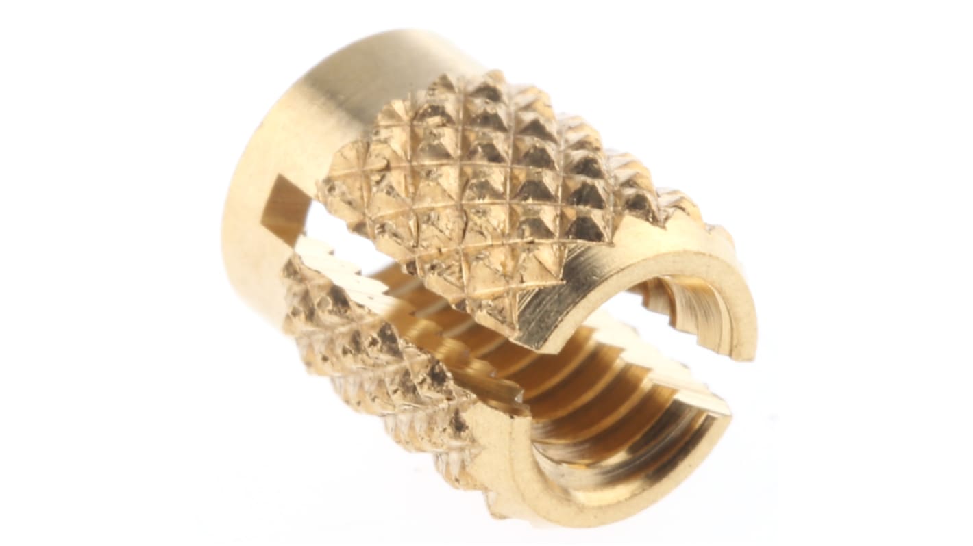 RS PRO, M3.5 Brass Threaded Insert diameter 4.8mm Depth 6.35mm