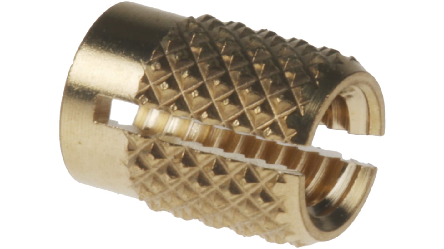 RS PRO, M4 Brass Threaded Insert diameter 5.6mm Depth 7.95mm