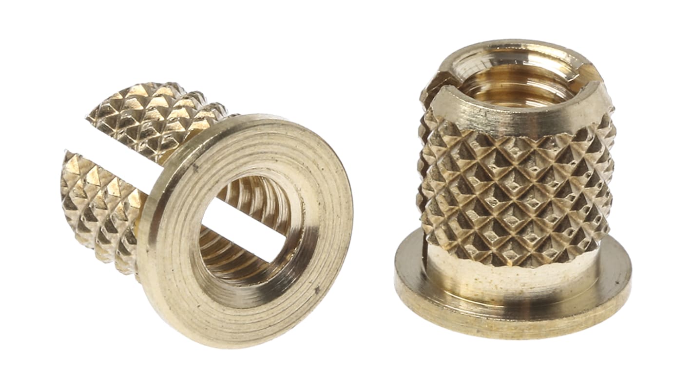 RS PRO, M3.5 Brass Threaded Insert diameter 4.8mm Depth 6.35mm