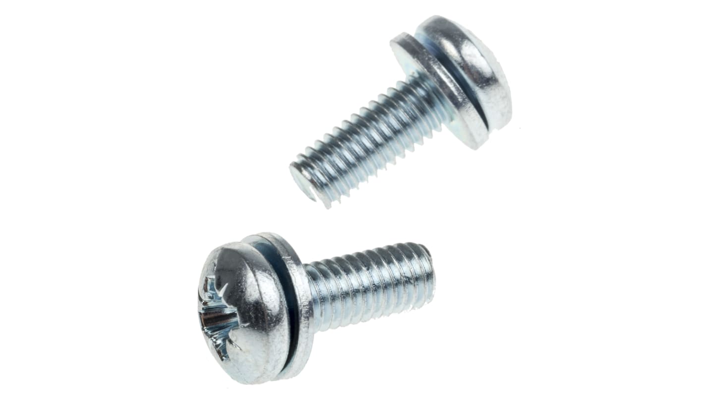 Vite a testa bombata Conica in Acciaio Zincato lucido RS PRO, filettatura M6 x 16mm, guida a , guida Pozidriv