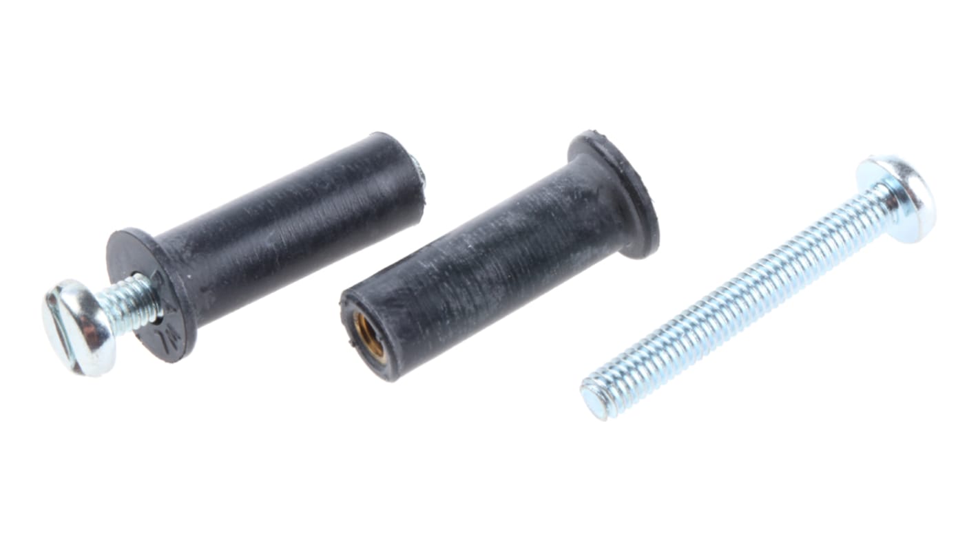 RawlPlug 橡胶，钢膨胀管, 黑色, 24mm长, 8mm固定孔径