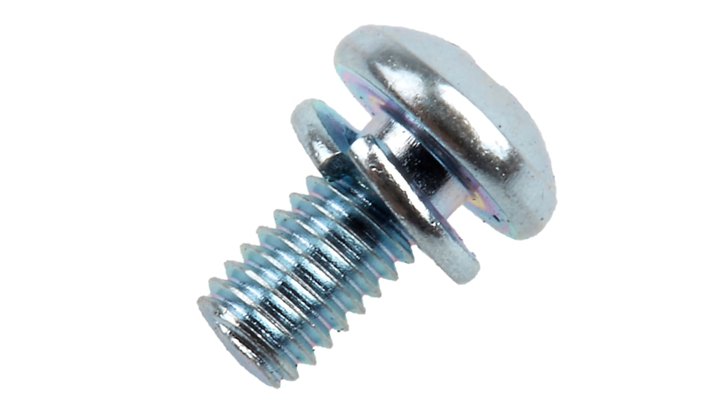 RS PRO M3 x 6mm Zinc Plated Steel Pan Head Sems Screw, Spring Washer