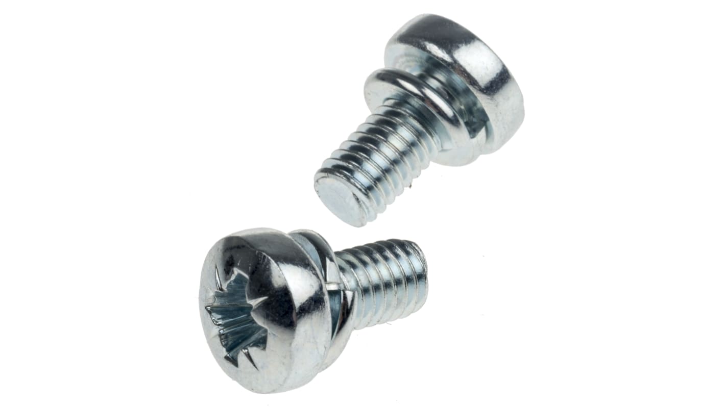 Vite a testa bombata Conica in Acciaio Zincato lucido RS PRO, filettatura M6 x 12mm, guida a , guida Pozidriv