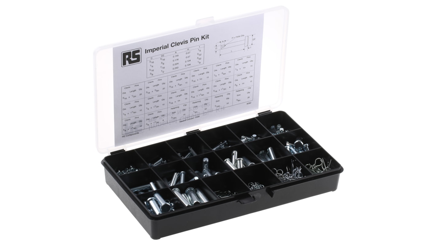 352 piece Bright Zinc Plated Steel Imperial Clevis Pin Kit