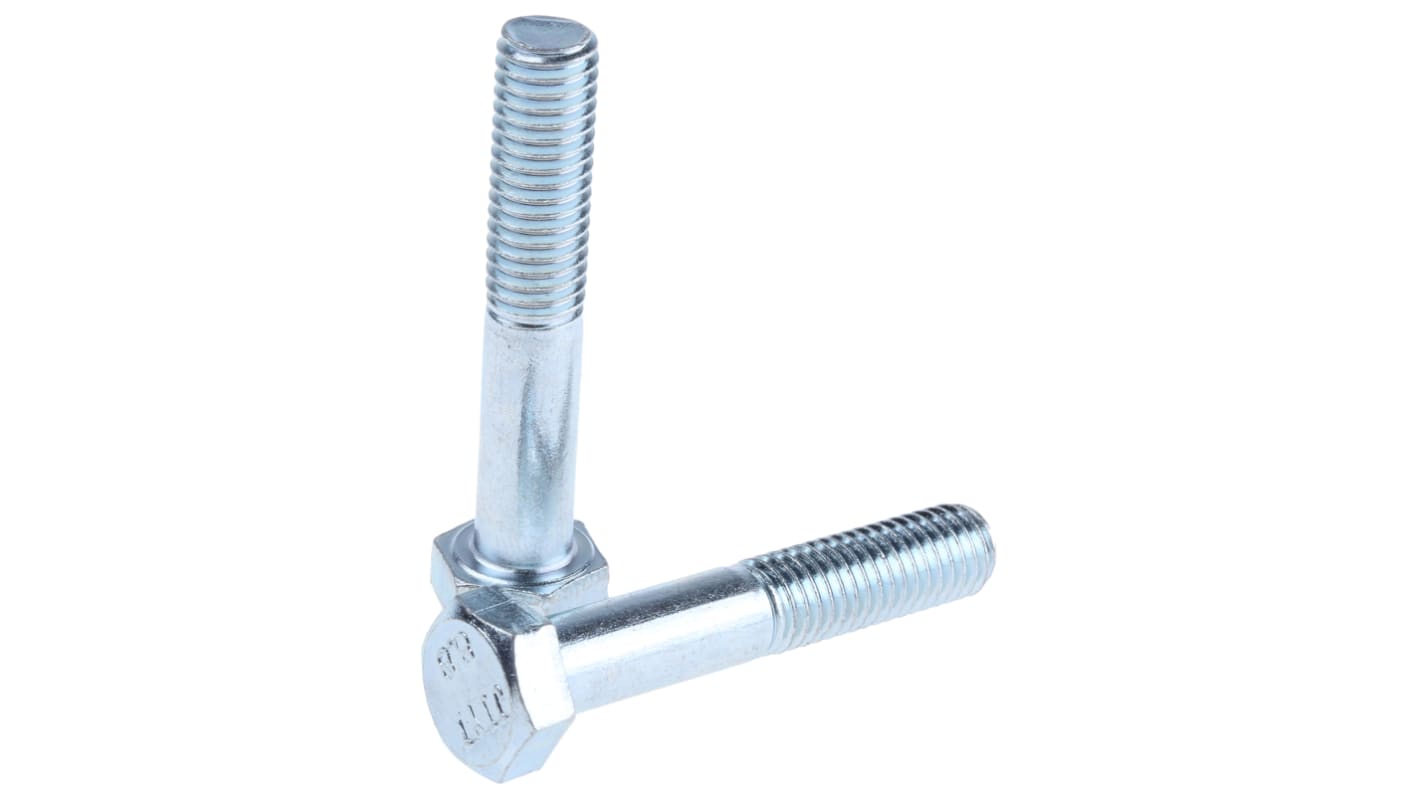 Śruba z łbem sześciokątnym gwint M8 45.0mm skok 1.25mm Stalowe Sześciokątny Powlekane jasnym cynkiem RS PRO