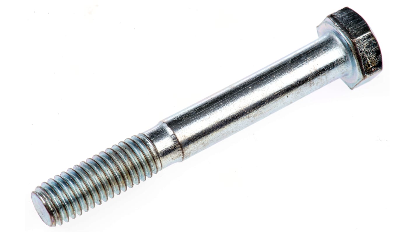 Śruba z łbem sześciokątnym gwint M8 60.0mm skok 1.25mm Stalowe Sześciokątny Powlekane jasnym cynkiem RS PRO