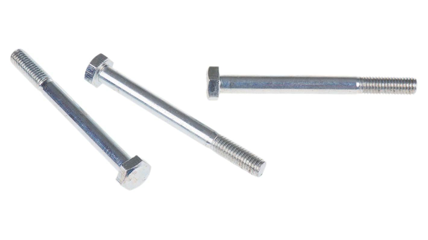 RS PRO Bright Zinc Plated Steel, Hex Bolt, M8 x 80.0mm