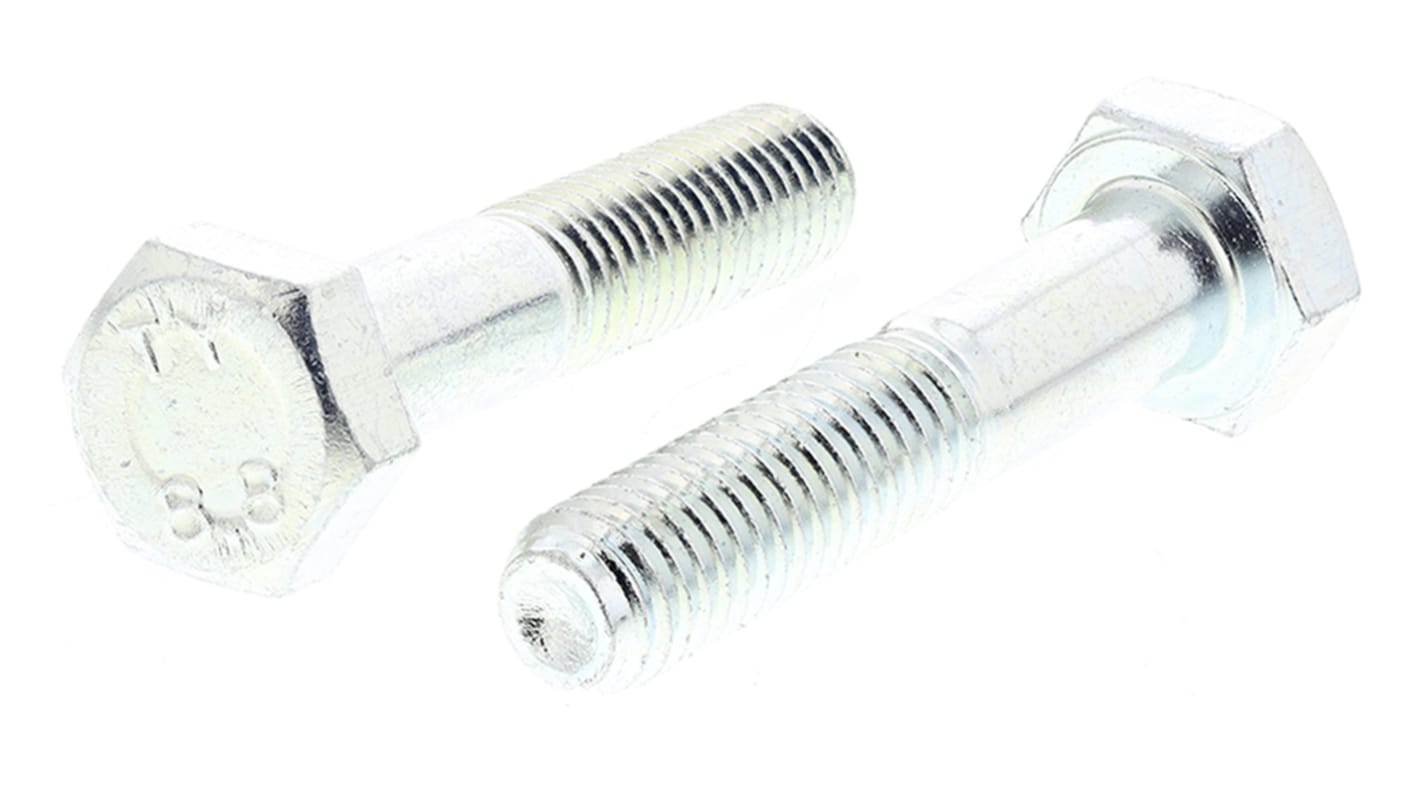 Śruba z łbem sześciokątnym gwint M10 50.0mm skok 1.50mm Stalowe Sześciokątny Powlekane jasnym cynkiem RS PRO