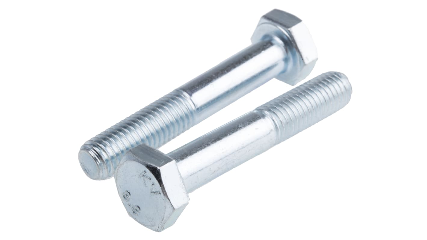 RS PRO Bright Zinc Plated Steel, Hex Bolt, M10 x 60.0mm