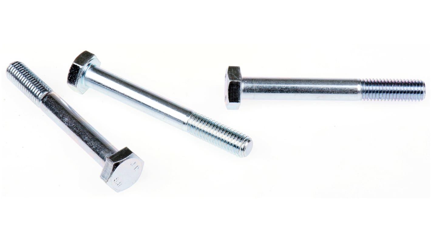 RS PRO Bright Zinc Plated Steel, Hex Bolt, M10 x 80.0mm