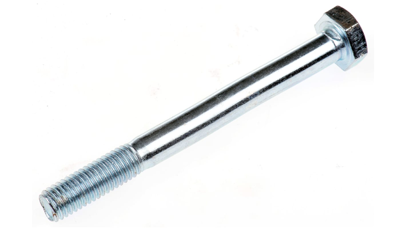 Śruba z łbem sześciokątnym gwint M10 100.0mm skok 1.50mm Stalowe Sześciokątny Powlekane jasnym cynkiem RS PRO