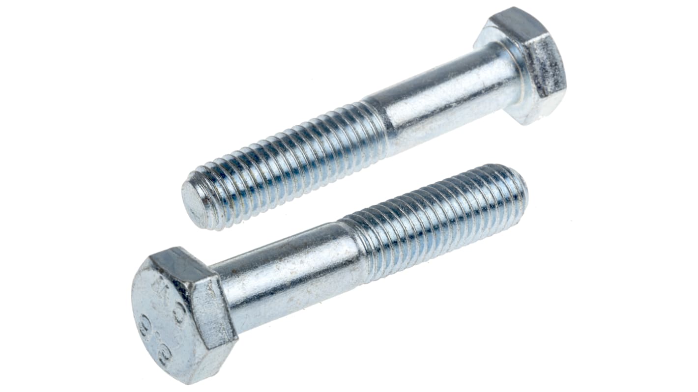Śruba z łbem sześciokątnym gwint M12 65.0mm skok 1.75mm Stalowe Sześciokątny Powlekane jasnym cynkiem RS PRO