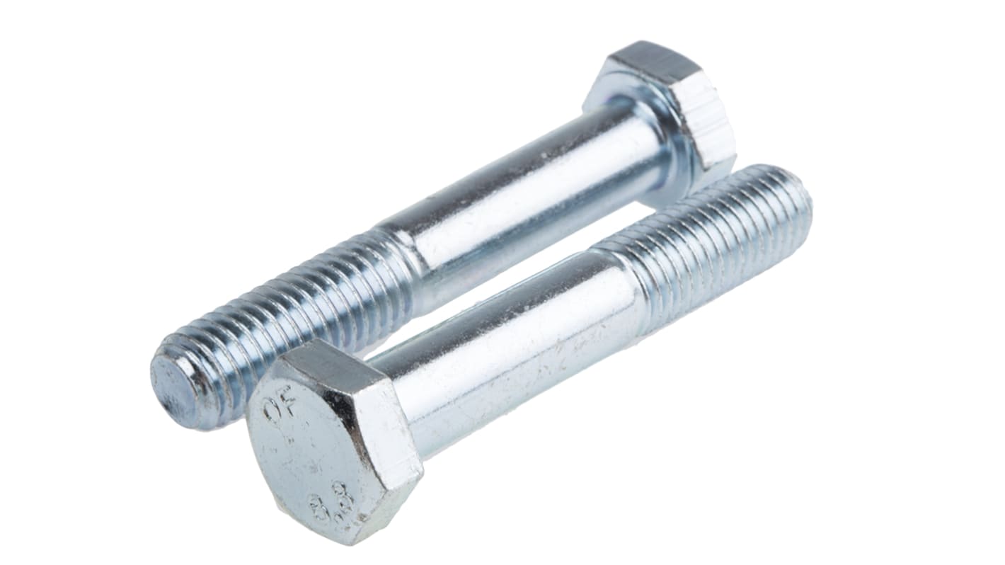Śruba z łbem sześciokątnym gwint M12 70.0mm skok 1.75mm Stalowe Sześciokątny Powlekane jasnym cynkiem RS PRO