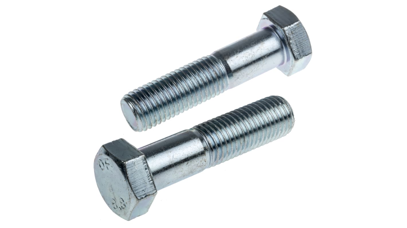 Clear Passivated, Zinc Steel, Hex Bolt, M16 x 65mm