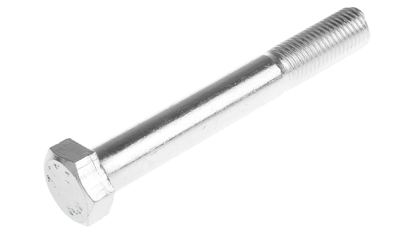 RS PRO Bright Zinc Plated Steel Hex, Hex Bolt, M16 x 120mm