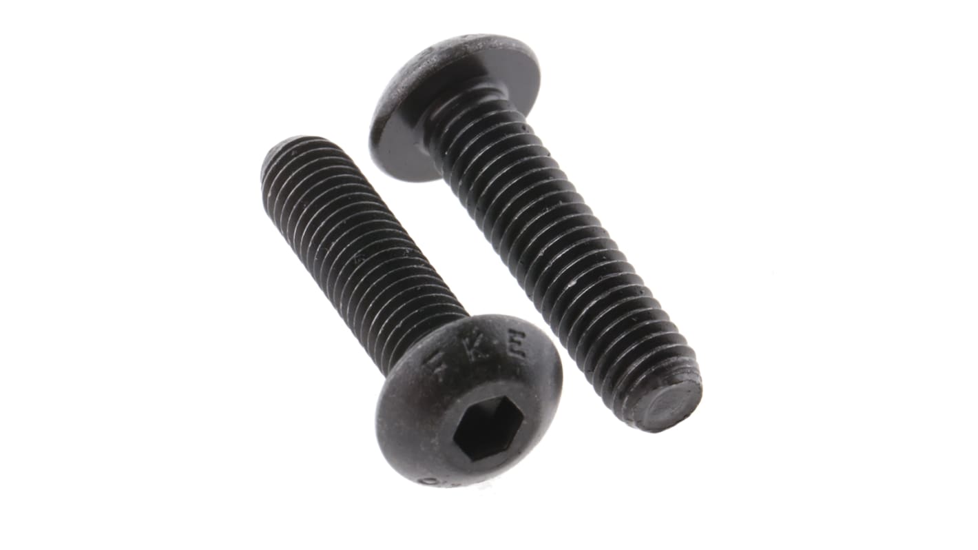 RS PRO Black, Self-Colour Steel Hex Socket Button Screw, ISO 7380, M5 x 20mm