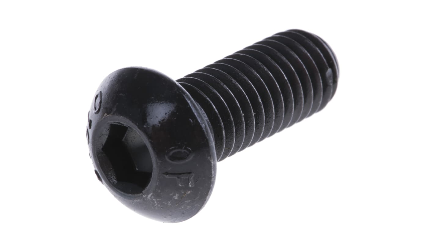 RS PRO Black, Self-Colour Steel Hex Socket Button Screw, ISO 7380, M8 x 20mm