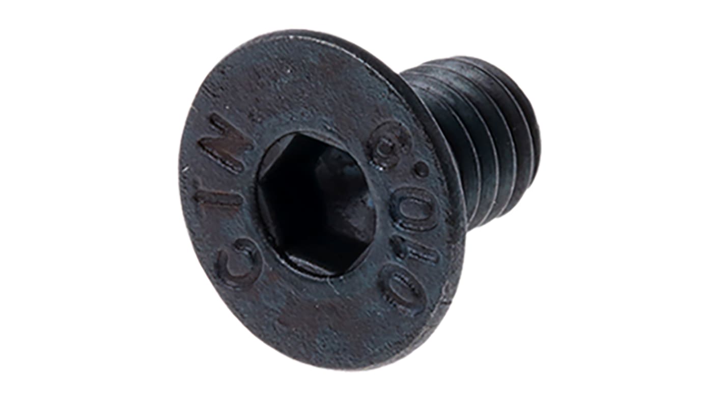 RS PRO M6 x 10mm Hex Socket Countersunk Screw Black, Self-Colour Steel
