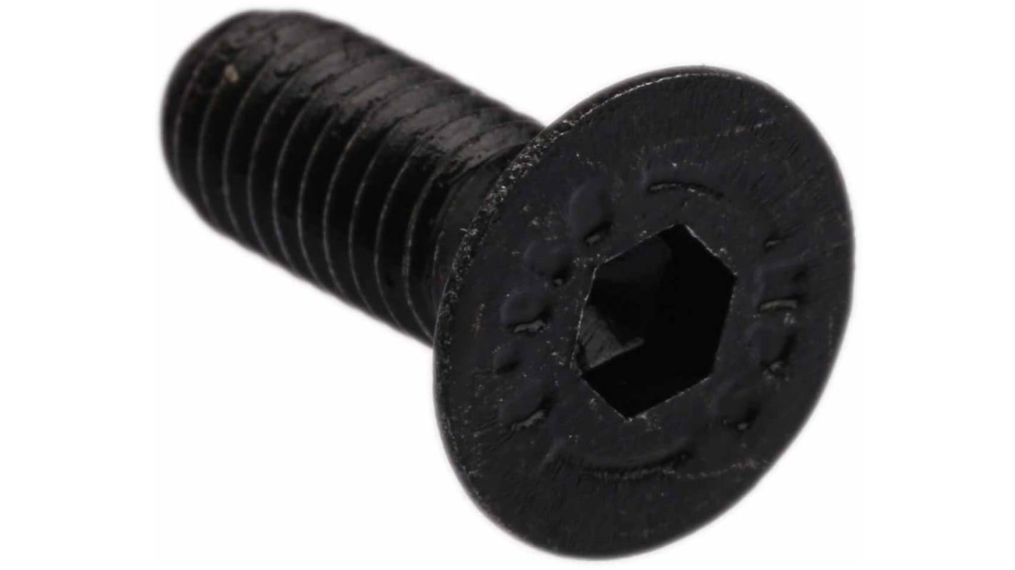 RS PRO Black, Self-Colour Steel Hex Socket Countersunk Screw, DIN 7991, M6 x 16mm