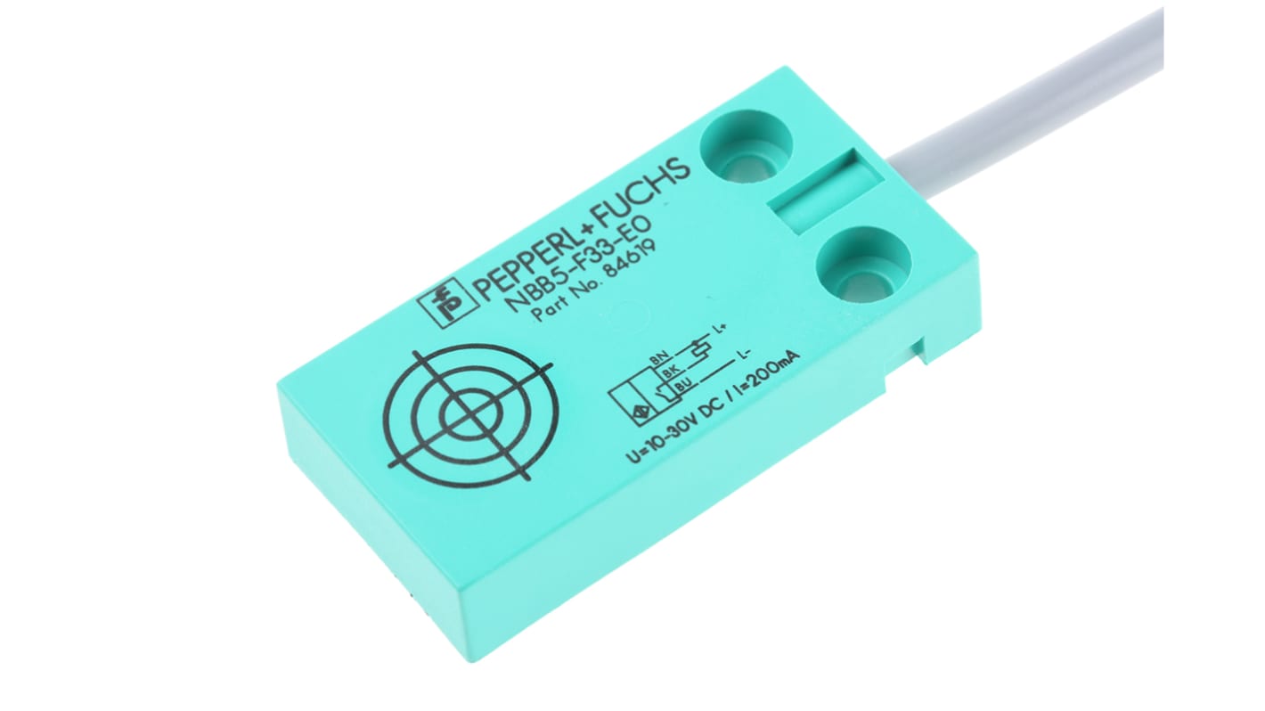 Pepperl + Fuchs Inductive Block Proximity Sensor, 5 mm Detection, NPN NO, 10 → 30 V dc