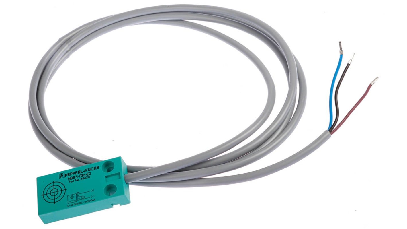 Pepperl + Fuchs Inductive Block Proximity Sensor, 5 mm Detection, PNP NO, 10 → 30 V dc