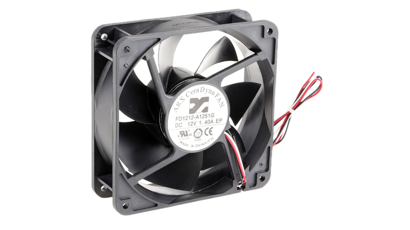 ARX CeraDyna Series Axial Fan, 12 V dc, DC Operation, 291.6m³/h, 14.4W, 1.2A Max, 120 x 120 x 38mm