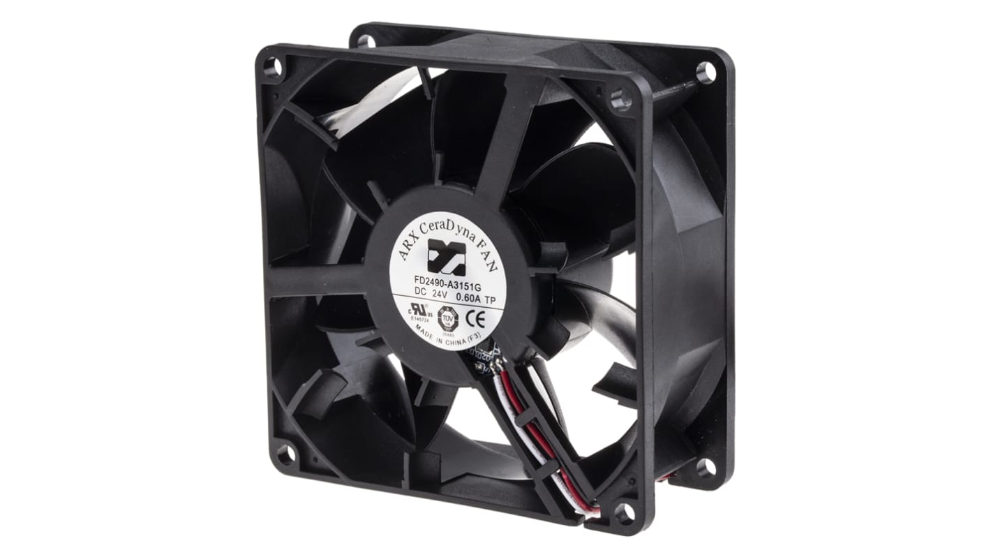Ventola assiale in c.c. ARX CeraDyna, 207.7m³/h, 24 V dc, 92 x 92 x 38mm