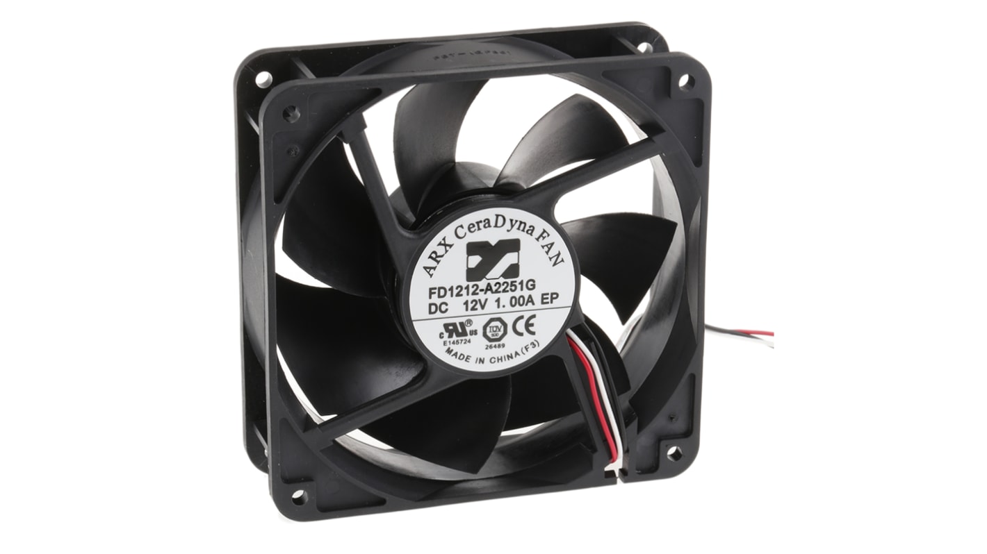 ARX CeraDyna Series Axial Fan, 12 V dc, DC Operation, 290.3m³/h, 10.8W, 900mA Max, 120 x 120 x 38mm
