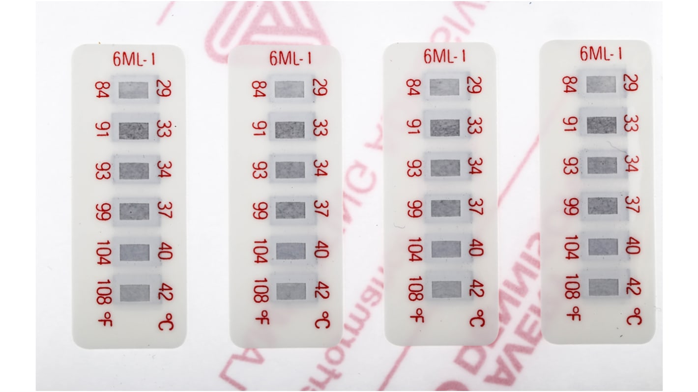 RS PRO Non-Reversible Temperature Sensitive Label, 29°C to 42°C, 6 Levels