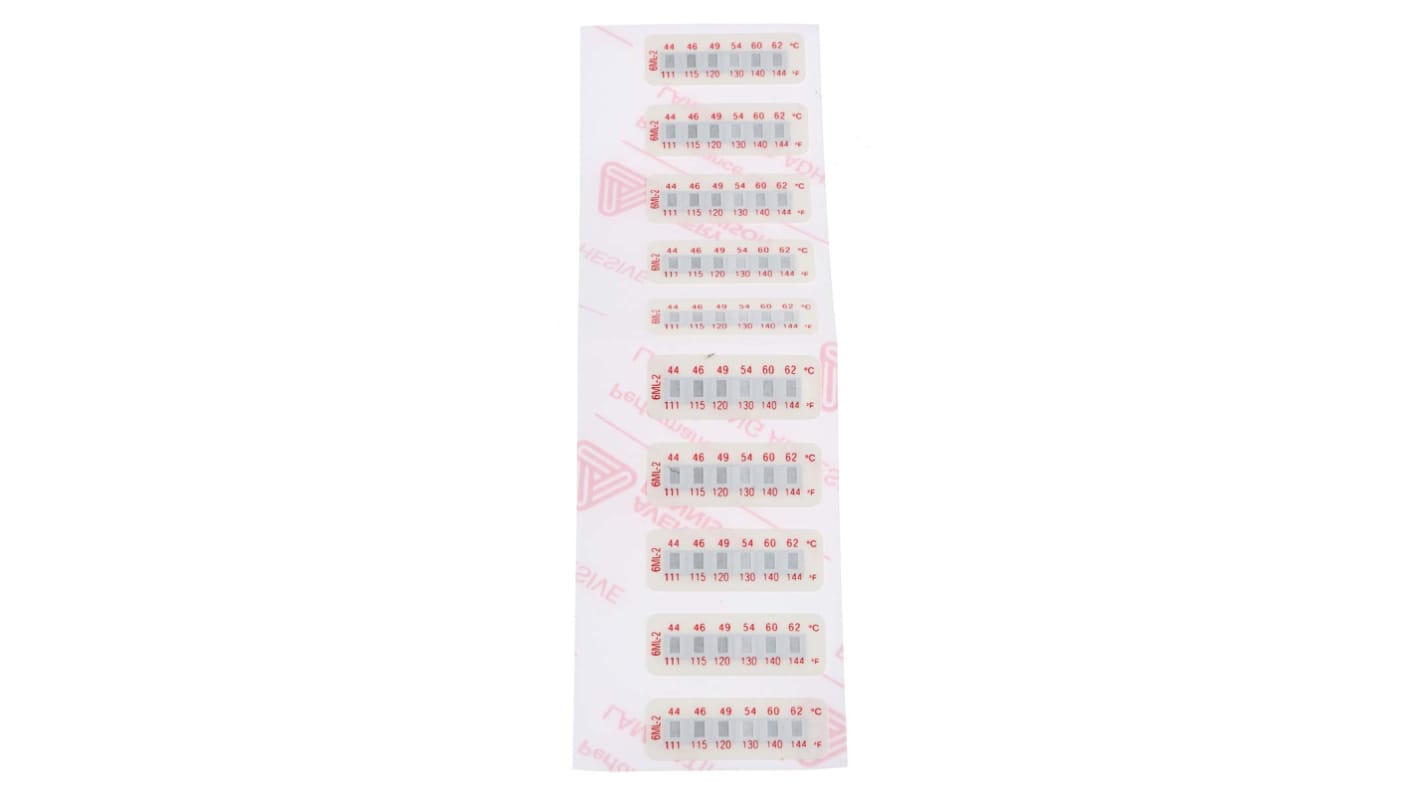 RS PRO Non-Reversible Temperature Sensitive Label, 44°C to 62°C, 6 Levels