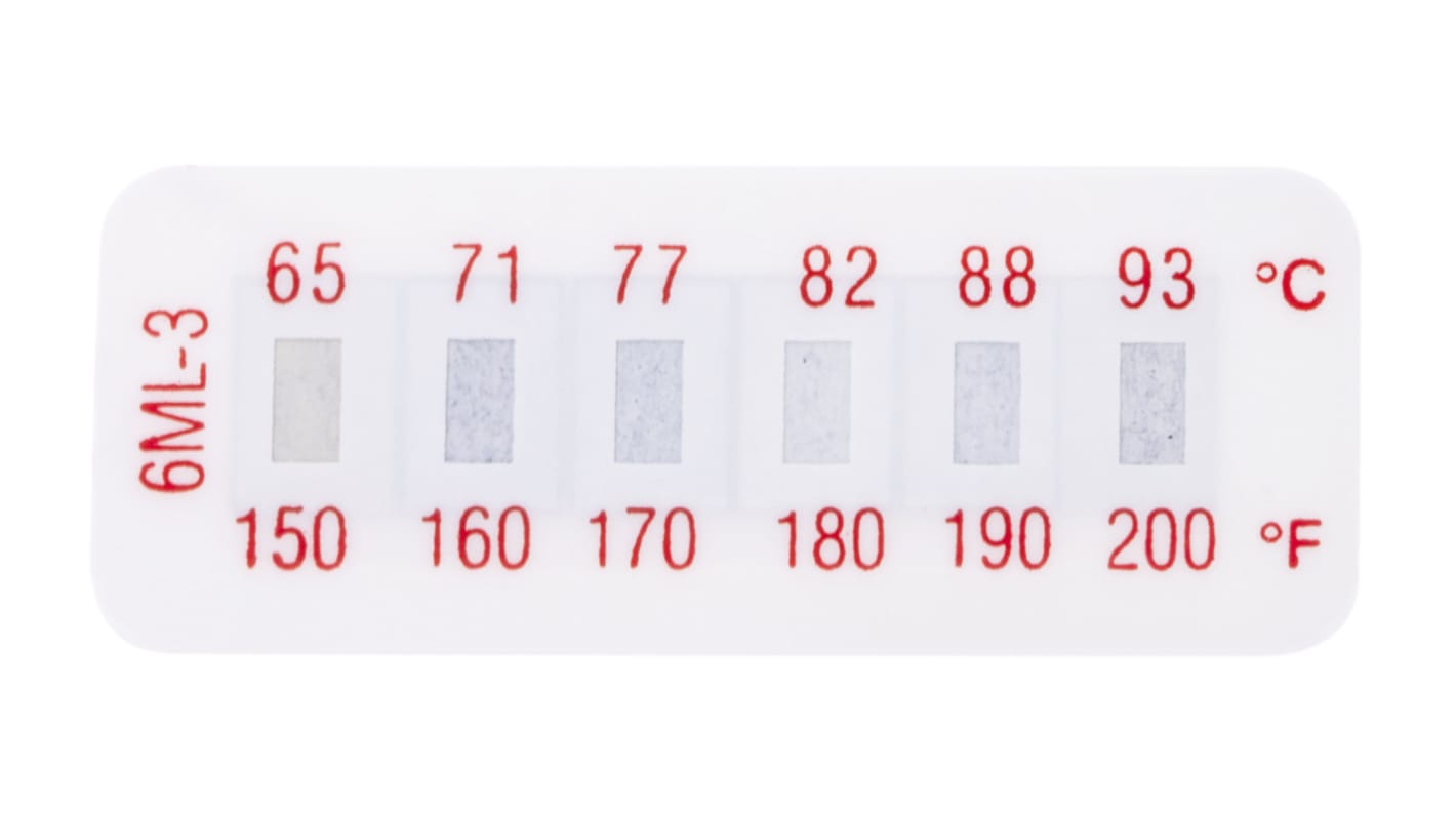 RS PRO Non-Reversible Temperature Sensitive Label, 65°C to 93°C, 6 Levels