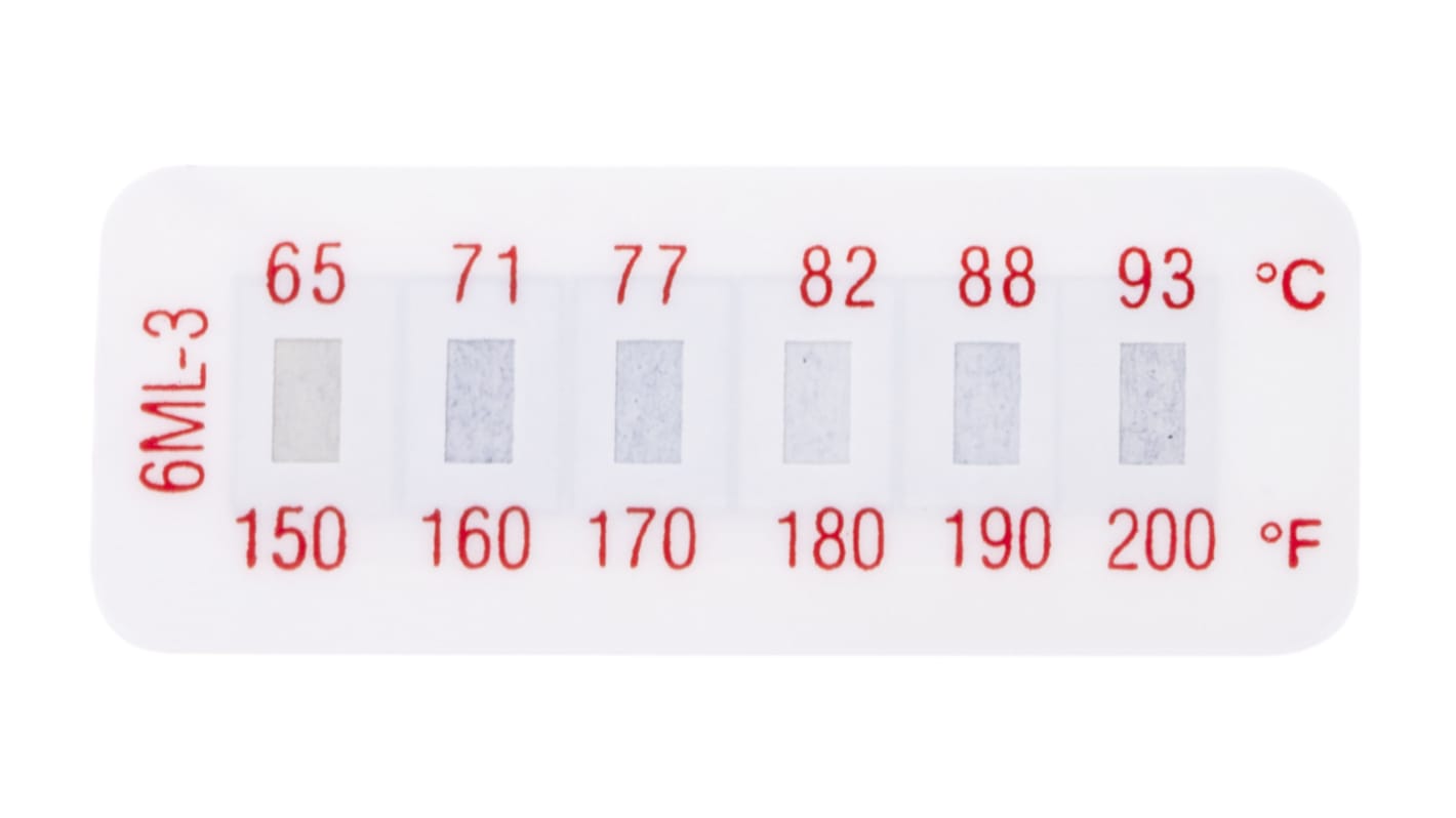 RS PRO Non-Reversible Temperature Sensitive Label, 65°C to 93°C, 6 Levels