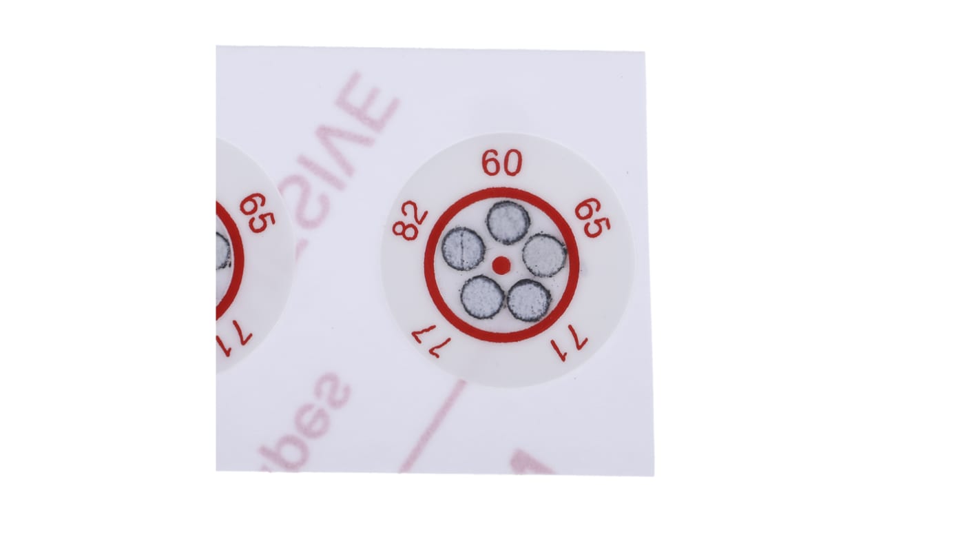 RS PRO Non-Reversible Temperature Sensitive Label, 60°C to 82°C, 5 Levels