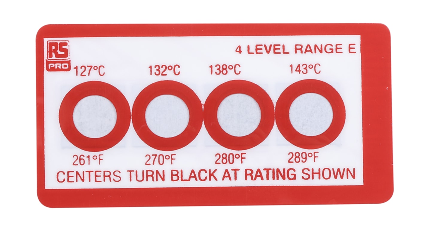 RS PRO Non-Reversible Temperature Sensitive Label, 127°C to 143°C, 4 Levels