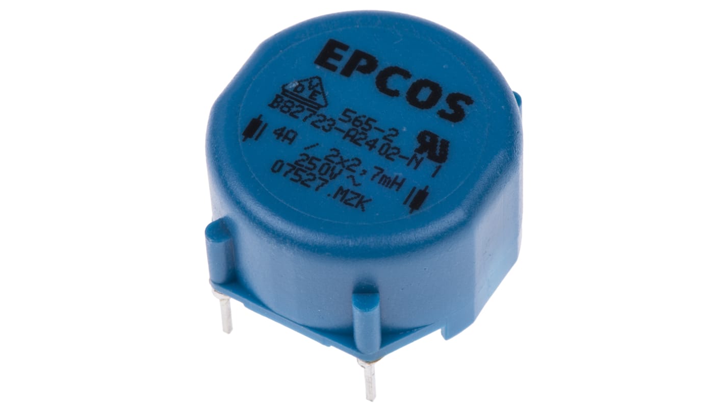 EPCOS 2.7 mH ±30% Ferrite Power Line Choke, 4A Idc, 60mΩ Rdc 250 V ac, B82723A