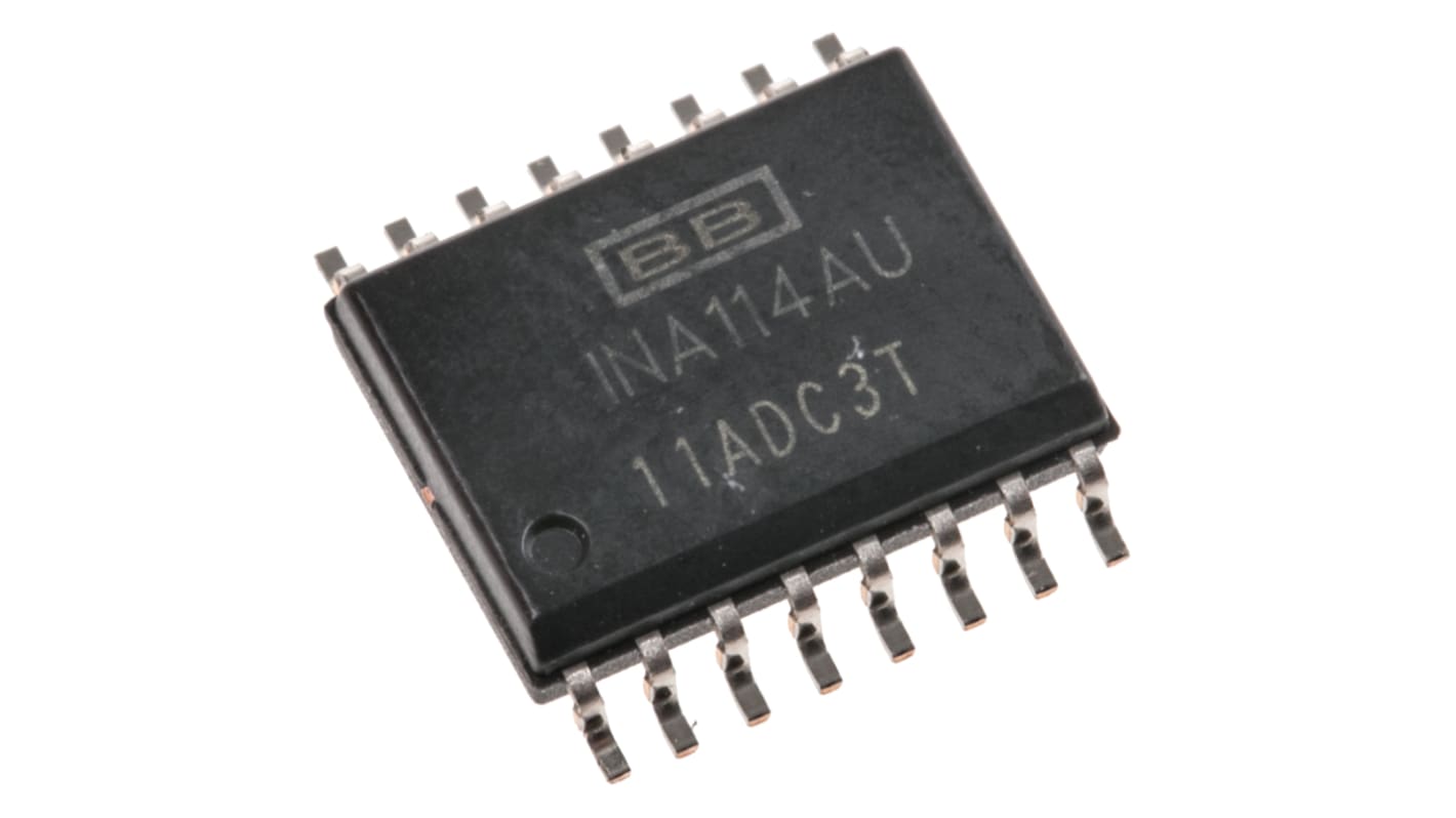Texas Instruments 仪表放大器, 双路, 贴片安装, 16引脚, 125μV偏置, SOL封装